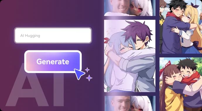 Video de abrazo IA con personaje de anime