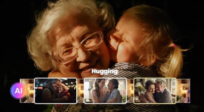 Video de abrazo IA desde fotos familiares antiguas