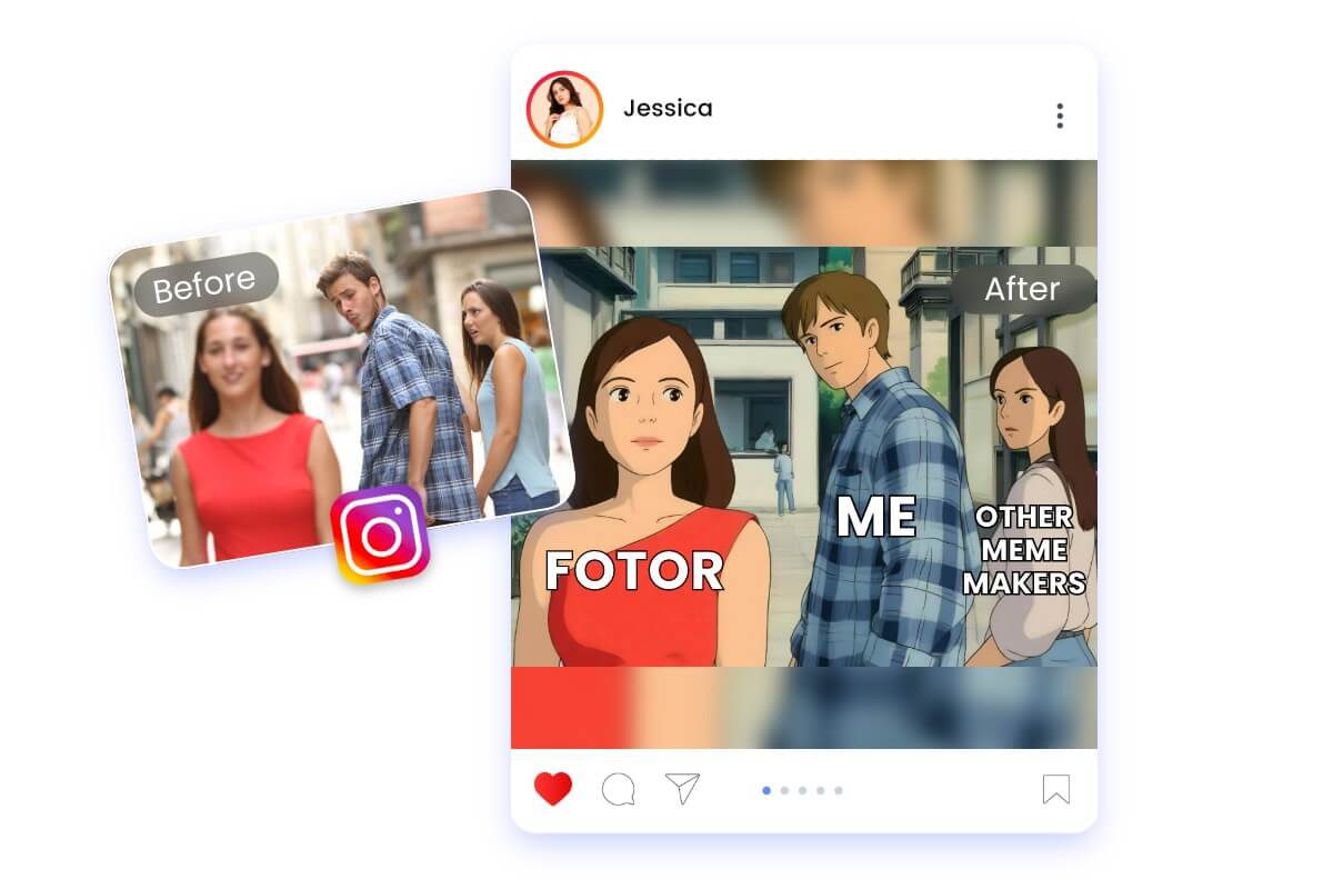 Meme estilo Ghibli creado a partir de una foto con VidOne