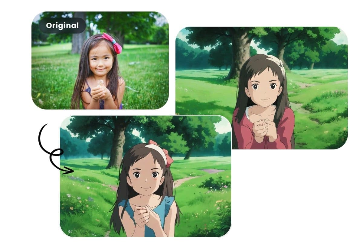 Retrato convertido en personaje de Studio Ghibli con VidOne
