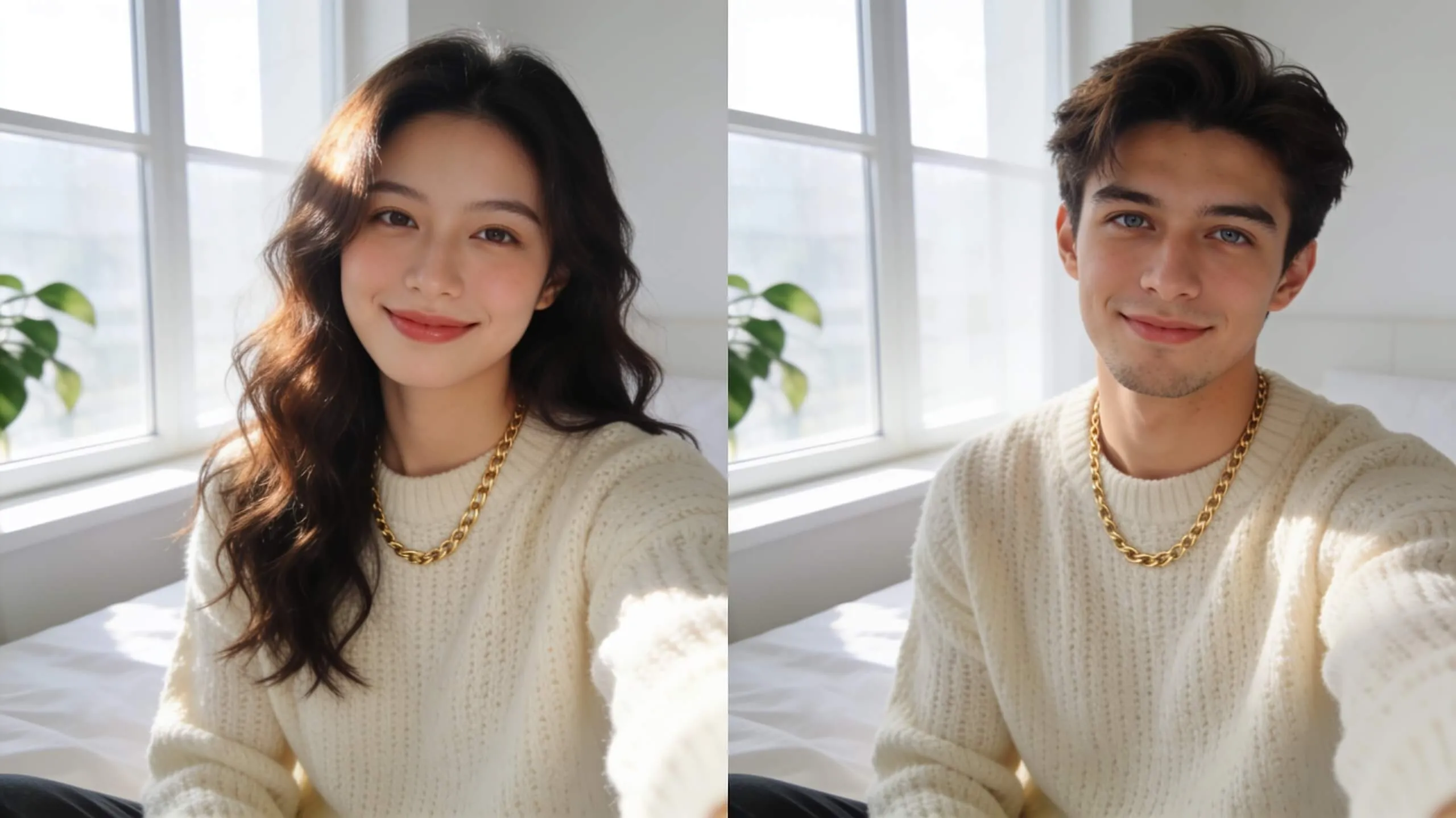 Filtro gratis de cambio de género con IA transformando una selfie