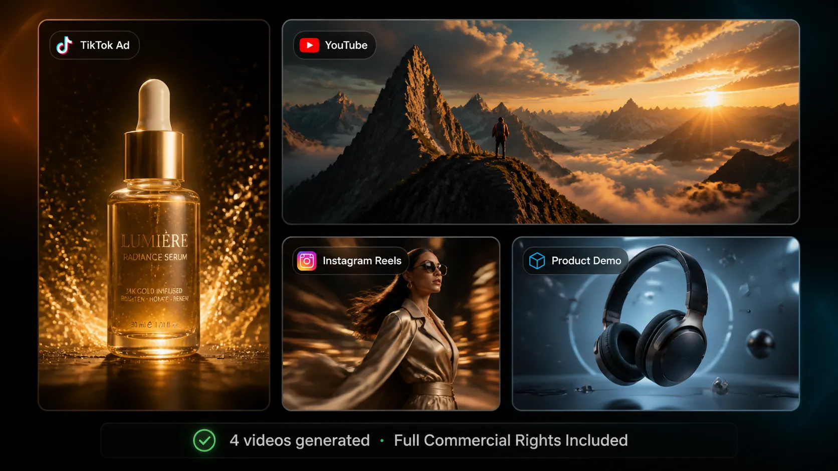 Escala videos de marketing, anuncios y clips sociales desde texto
