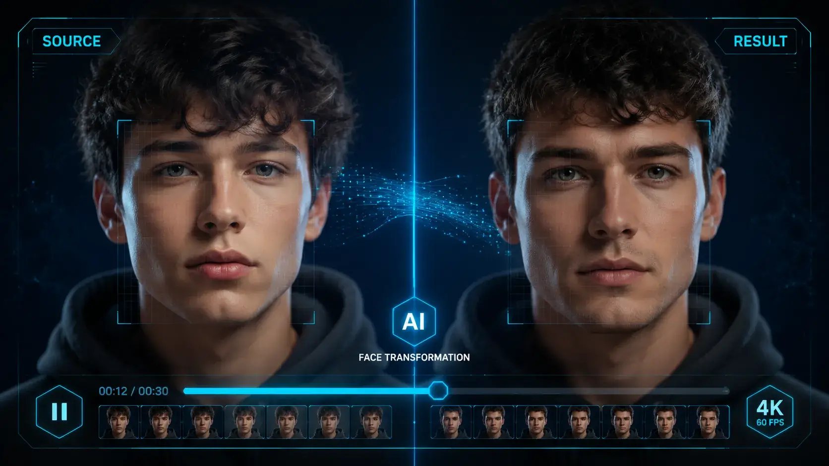 Video AI Face Swap instantáneo e hiperrealista